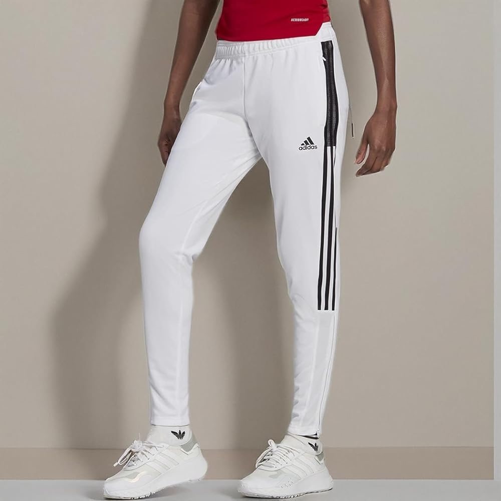 Adidas Women's White Track Pants with Black Accents